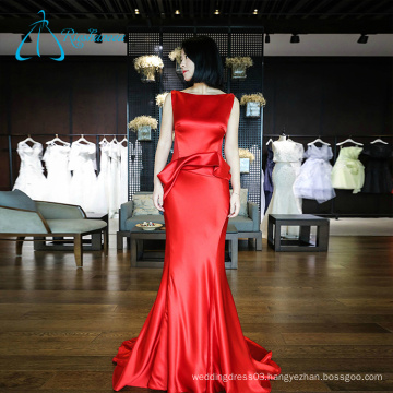 Pleat Beading Pearls Sequined Red Sexy Mermaid Evening Dress